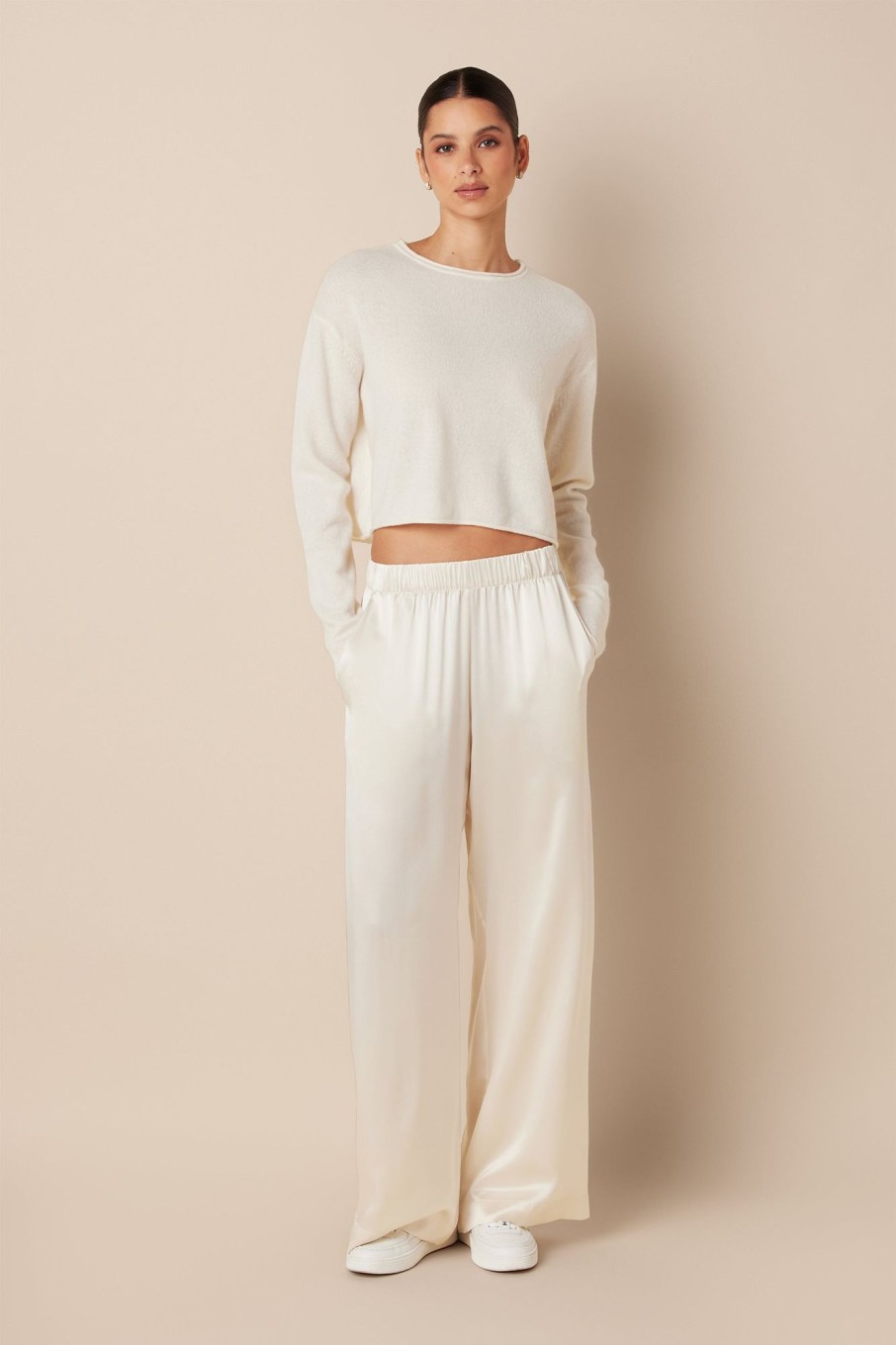 Clothing SABLYN | Lance Cashmere Crop Pullover | Gardenia