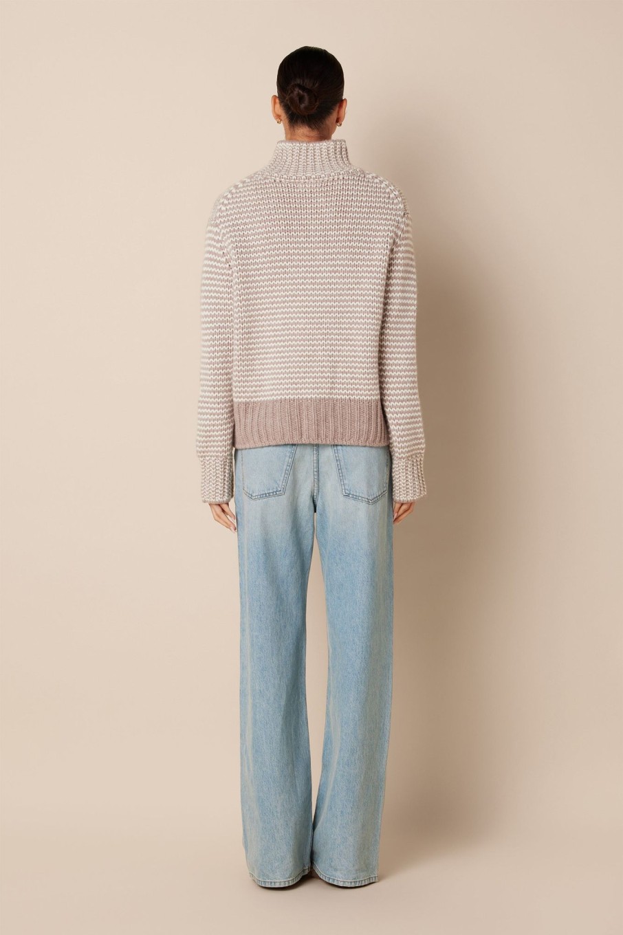 Clothing SABLYN | Everett Cashmere Turtleneck | Toast Stripe