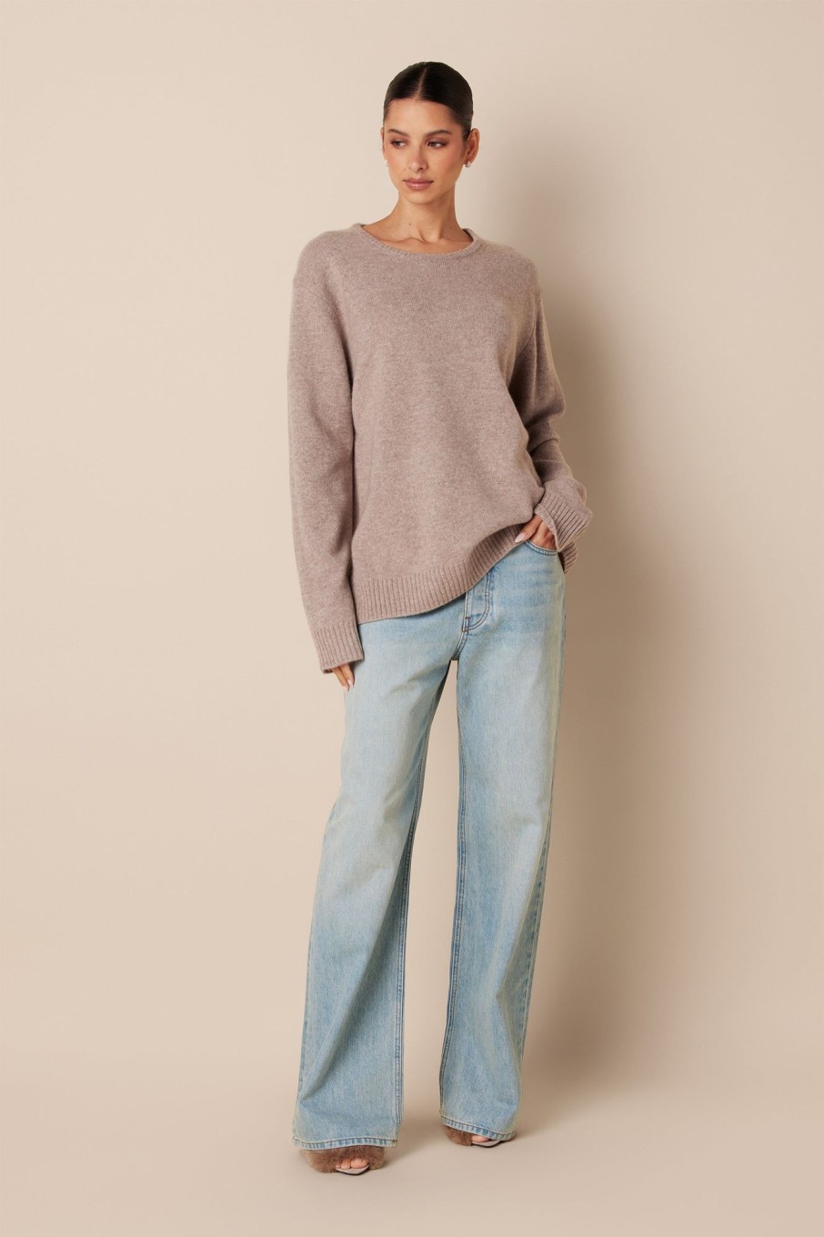 Clothing SABLYN | Davis Cashmere Crewneck Sweater | Toast