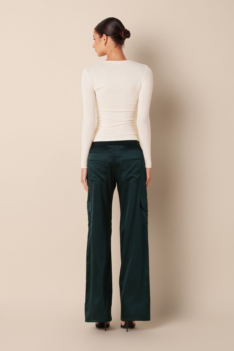 Clothing SABLYN | Sigourney Silk Cargo Pant | Deep Forest