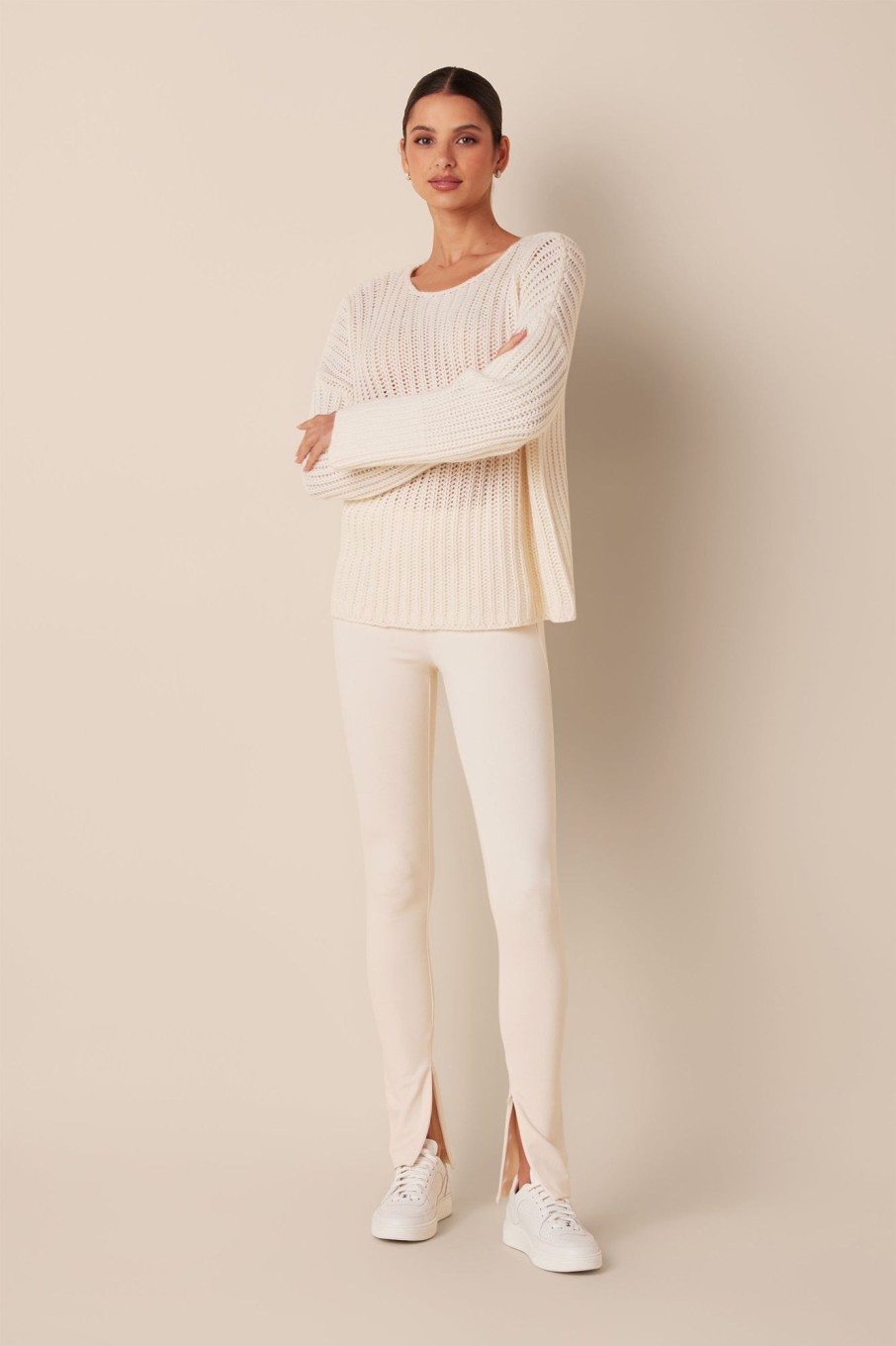 Clothing SABLYN | Marcela Cashmere Open Knit Sweater | Gardenia