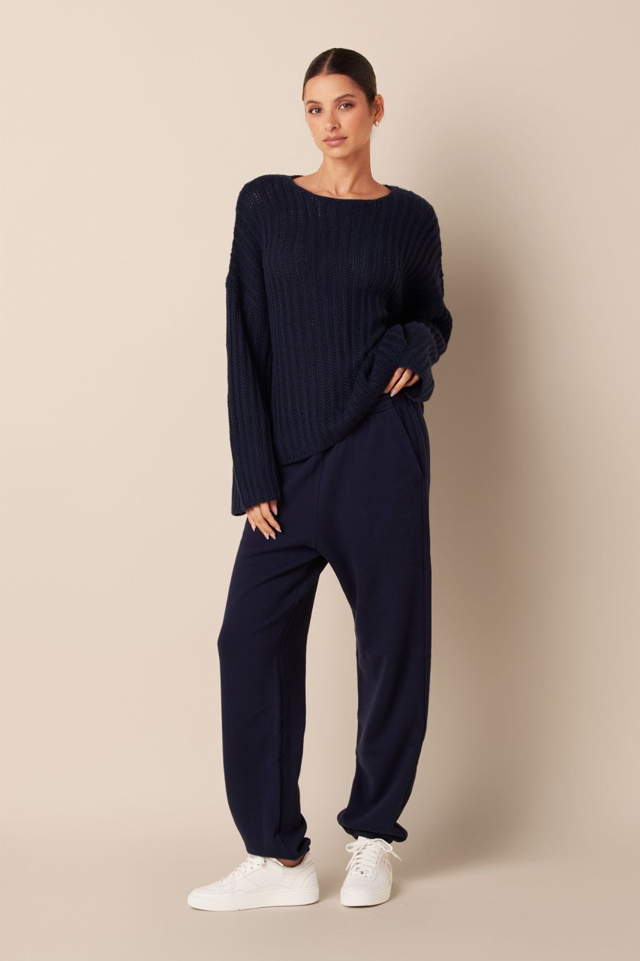 Clothing SABLYN | Marcela Open Knit Cashmere Sweater | Midnight