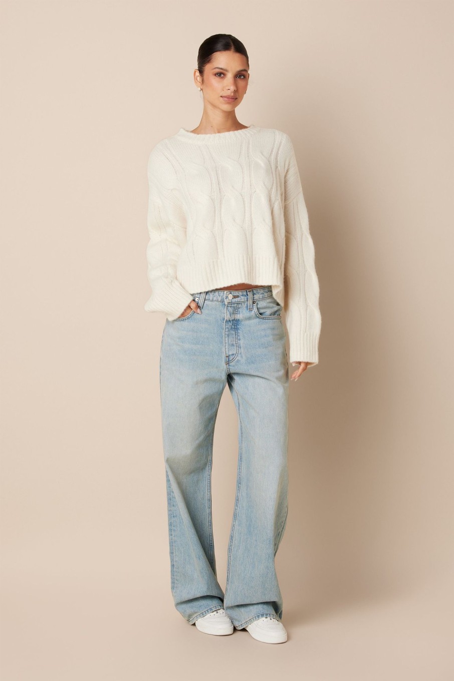 Clothing SABLYN | Tristan Cable Knit Sweater | Gardenia