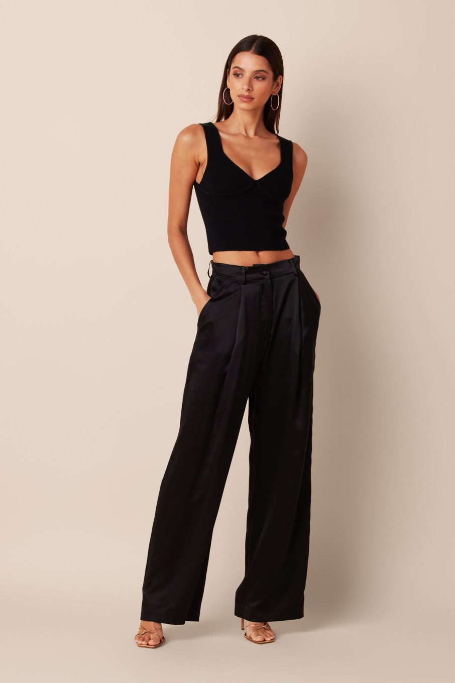 Clothing SABLYN | Emerson Pleated Silk Pant | Black