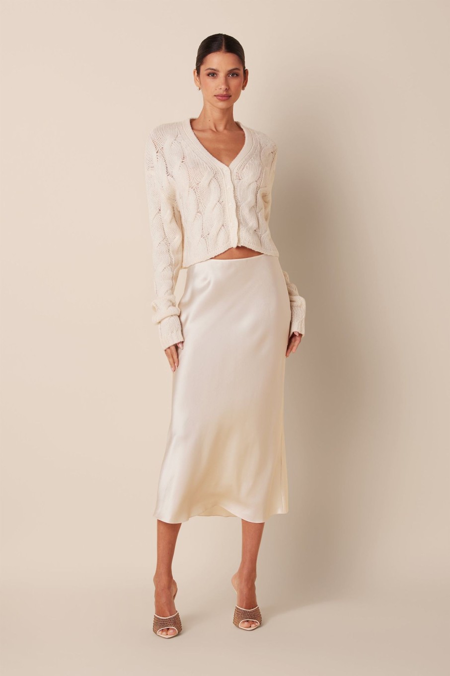 Clothing SABLYN | Miranda Midi Silk Skirt | Gardenia