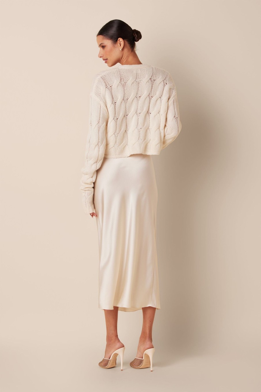 Clothing SABLYN | Miranda Midi Silk Skirt | Gardenia