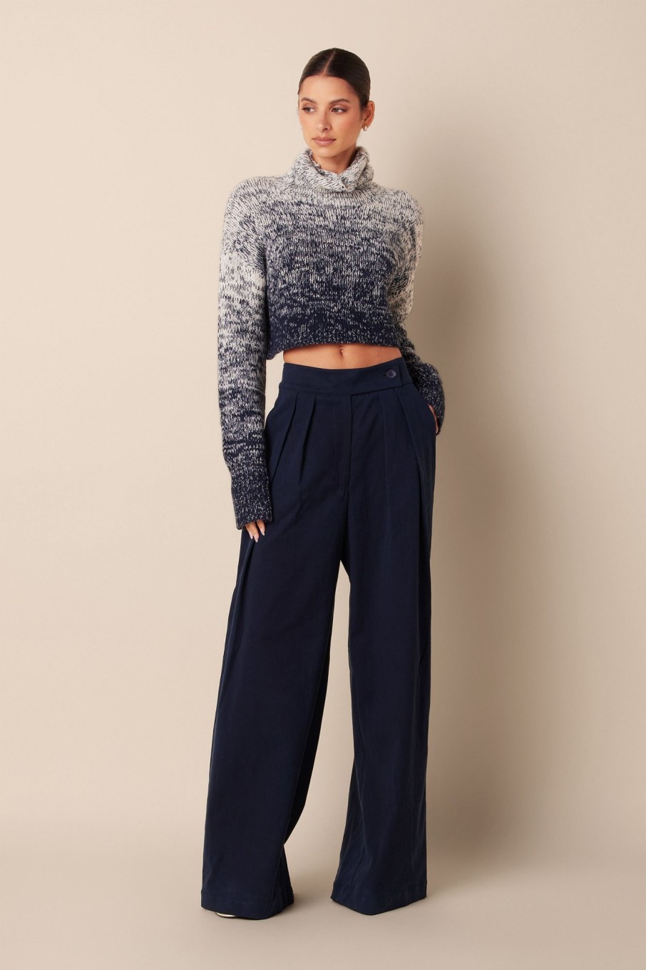 Clothing SABLYN | Lula Crop Cashmere Turtleneck | Nightbreak